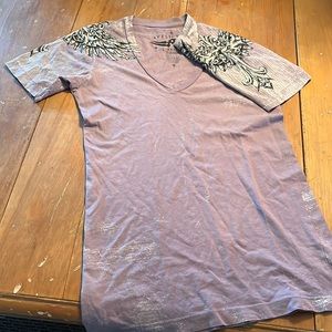 Affliction women’s short sleeve lavender longer t shirt